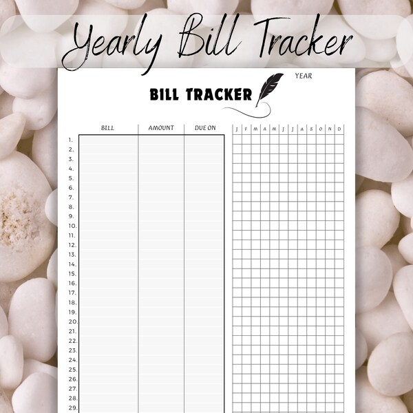 Bill Tracker Printable Bill Zahlung Checkliste Digital Bill Clanedar, Jahresrechnung Planner Printable Finanzplaner Monatliche Zahlung