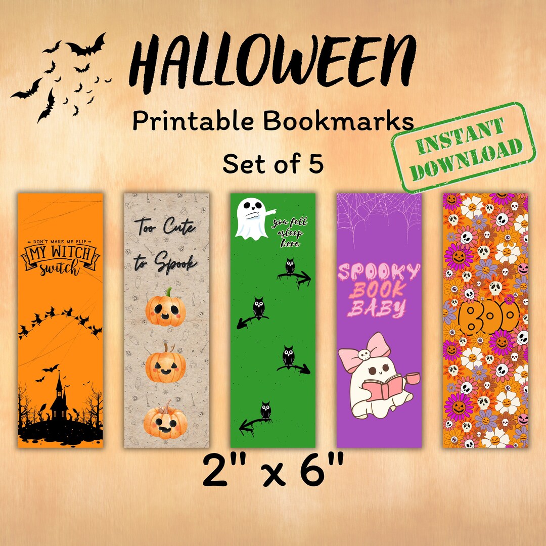 Instant Download Printable Halloween Bookmarks ,2x6,ghosties Bookmark
