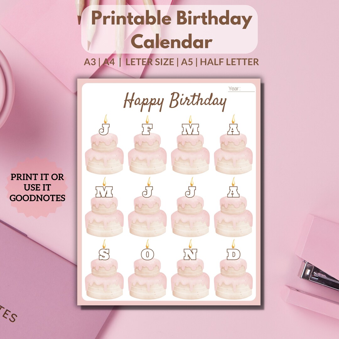 Printable Birthday Calendar Classroom Birthday Displayclass - Etsy