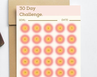 30 Day Challenge Chart With Positive Aura for Positive Change Habit Tracking Printable Goal Setting 30 Day Progress Tracker Habit Forming