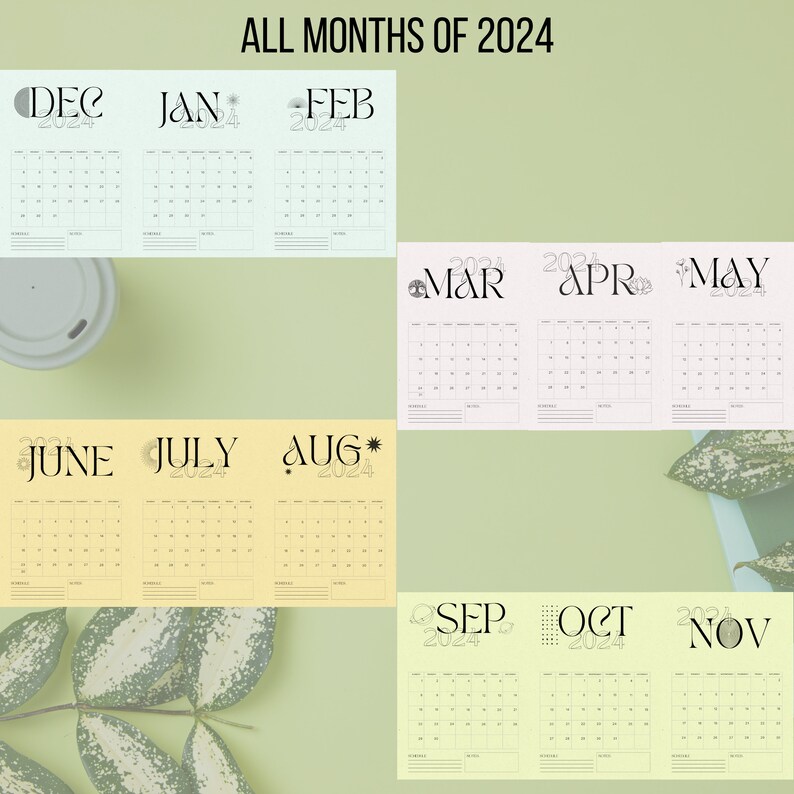 Printable Calendar 2024 Monthly Calendar Printable Planner - Etsy UK