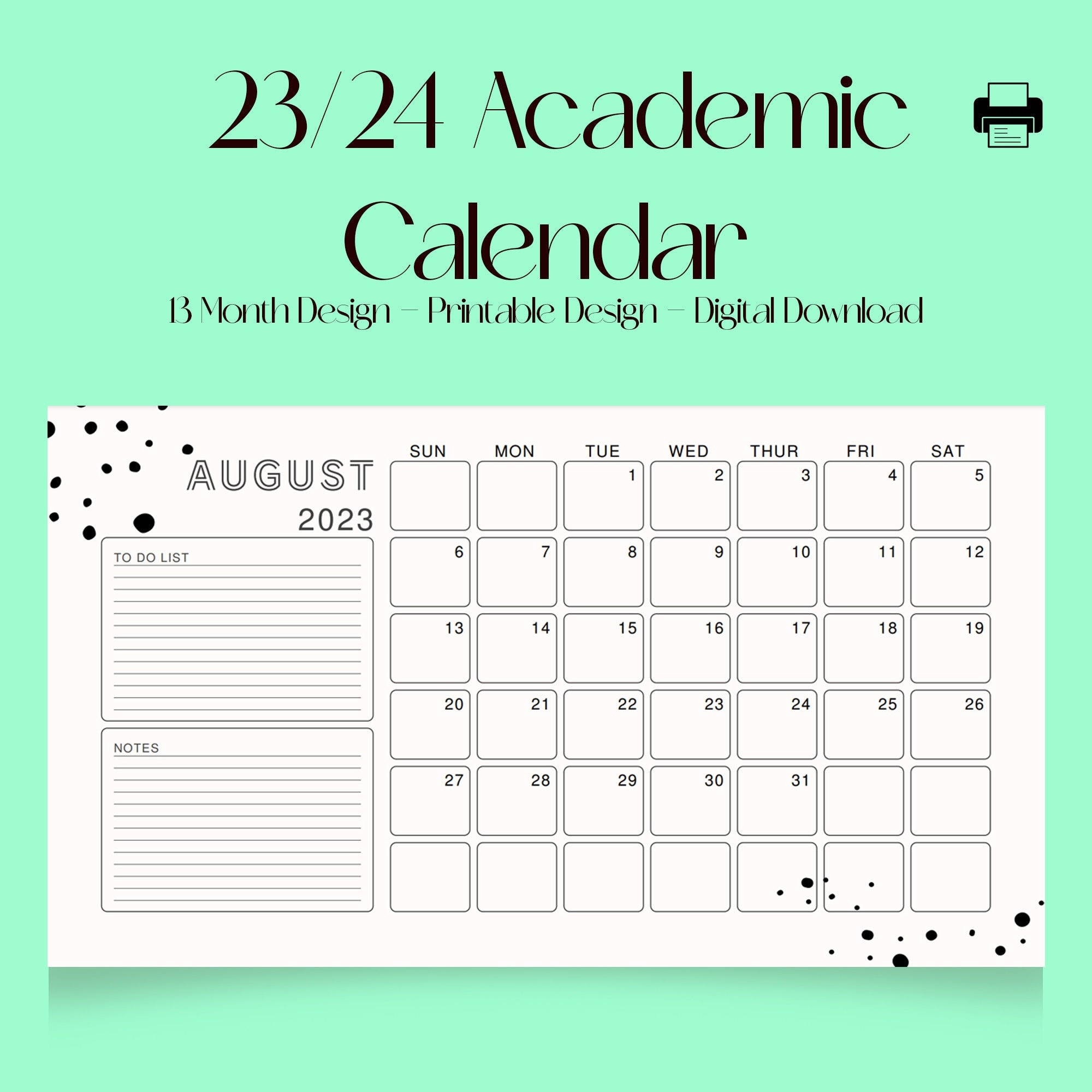 2023/2024 Academic Mid-year Calendar Printable Minimalist - Etsy