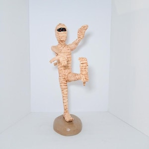 Mummy Wood Carving   Halloween Wood Carving   Hand Carved Wood Mummy  Walking  Mummy Statue  Halloween Decor  One of a Kind Mummy Statue