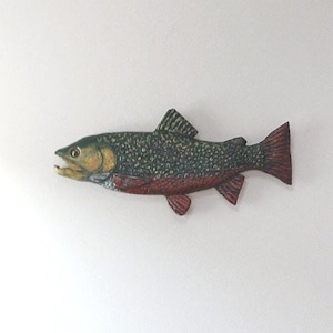 Hand Carved Brook Trout    Wood Brook Trout   Hand Painted Brook Trout   Carved Brook Trout Wall Hanging   Brook Trout Carving Decor