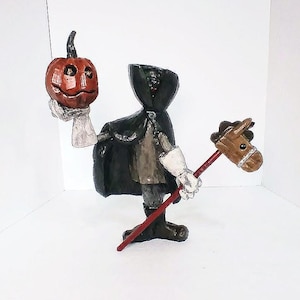 Hand Carved Headless Horseman  Halloween Statue  One of a Kind Headless Horseman  Legend of Sleepy Hollow   Hand Carved Halloween Decor