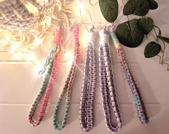 Boho Handmade Macrame Wristlet Keyring Strap or Phone Charm - one size fits all!