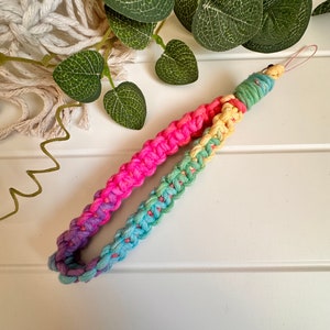 Handmade Macrame Wristlet Keyring Strap or Phone Charm one size fits all image 1