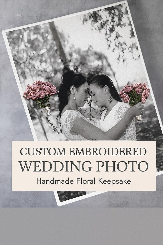 Embroidered Wedding Photo Gift: Custom Cotton Anniversary Keepsake
