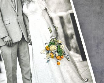 Embroidered Wedding Gift Photo - Custom Cotton Anniversary Keepsake -
