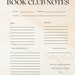 Book Club Notes Template Pink Minimalist Aesthetic PRINTABLE Digital ...