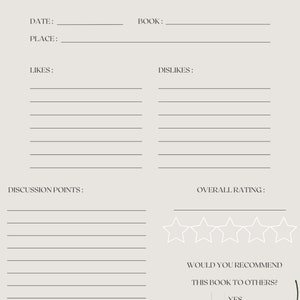 Book Club Notes Template PRINTABLE Book Review Book Log Book Book Club Notes Template PRINTABLE Book Review Book Log Book