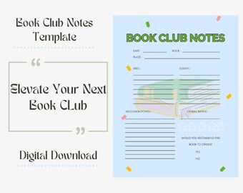 Book Club Notes Template PRINTABLE Book Review Book Log Book Book Club Notes Template PRINTABLE Book Review Book Log Book