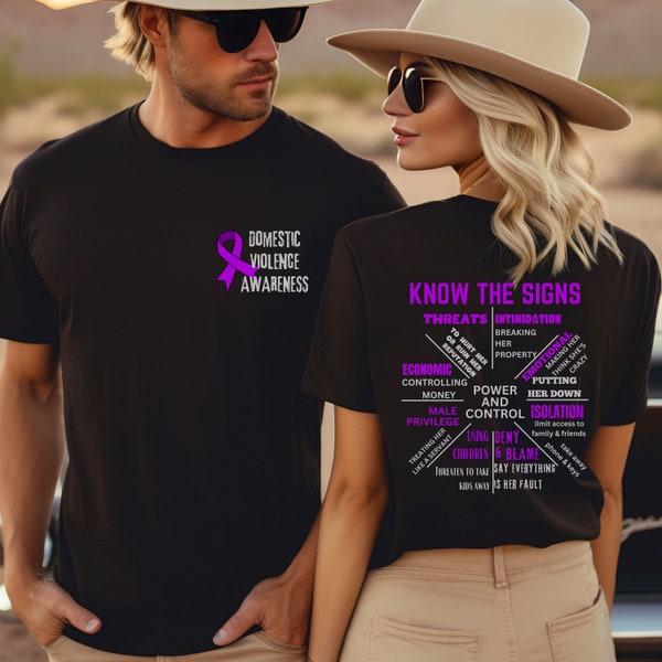 Domestic Violence Awareness Shirt for Women Spousal Abuse Know the Signs T Shirt for Men