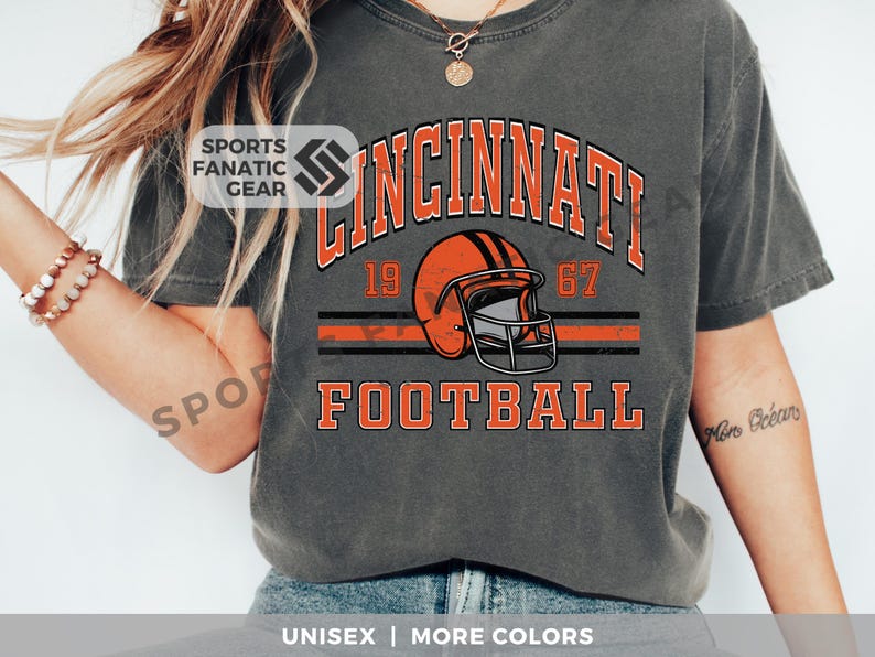 Cincinnati Comfort Colors Shirt, Trendy Vintage Retro Style Unisex Football Tshirt image 1