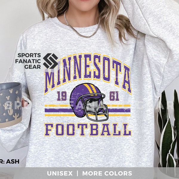 Minnesota Crewneck Sweatshirt, Trendy Vintage Style Football Shirt for Game Day