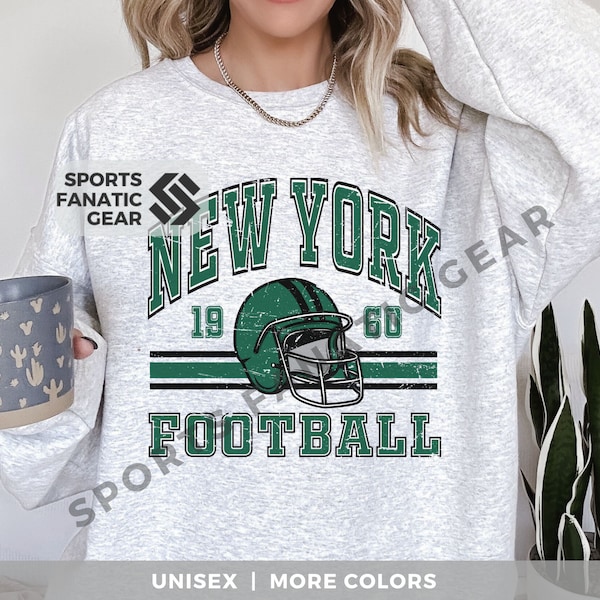 NY Retro 80s Sweatshirt, Trendy Vintage Style Crewneck New York Football Fan Gift for Game Day Womens Mens Fan Shirt