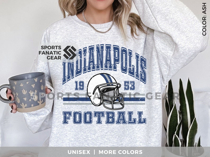 Indianapolis Crewneck Vintage Style Sweatshirt Ash
