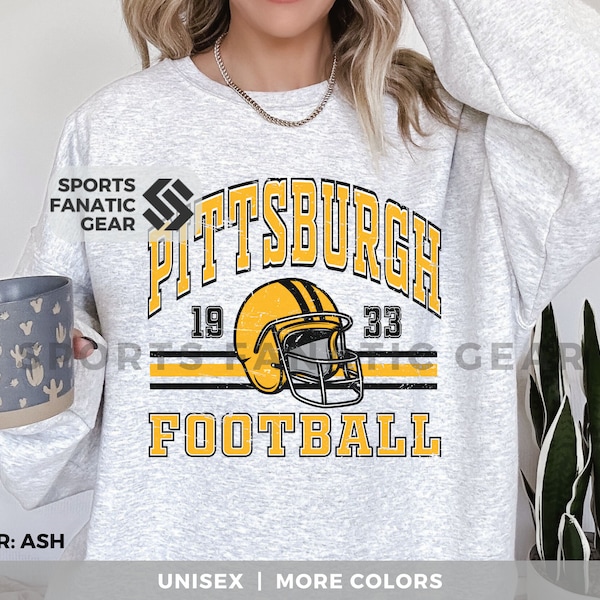 Pittsburgh Football Sweatshirt Vintage 80s Retro Style Crewneck Trendy Mens Womens Shirt Football Fan Gift