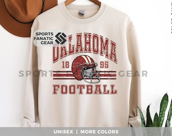 Oklahoma Football Crewneck Sweatshirt, Sooners Vintage 80s Retro Style Football Shirt