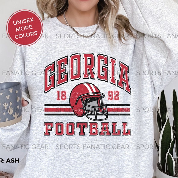 Georgia Football Crewneck Sweatshirt, Trendy Vintage Retro Style Football Shirt