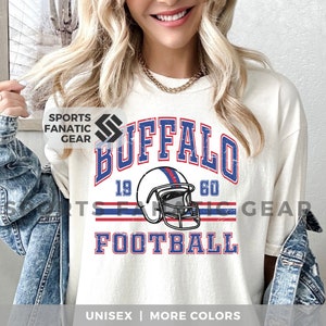Buffalo Comfort Colors Shirt, Trendy Football Unisex Garment-Dyed T-shirt, Vintage 80s Retro Style Tee