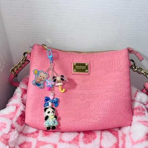 Panda Light blue bag charm calico critters hand made charms - bag charm - purse charm - key chain charm - callico critter keychain charm -