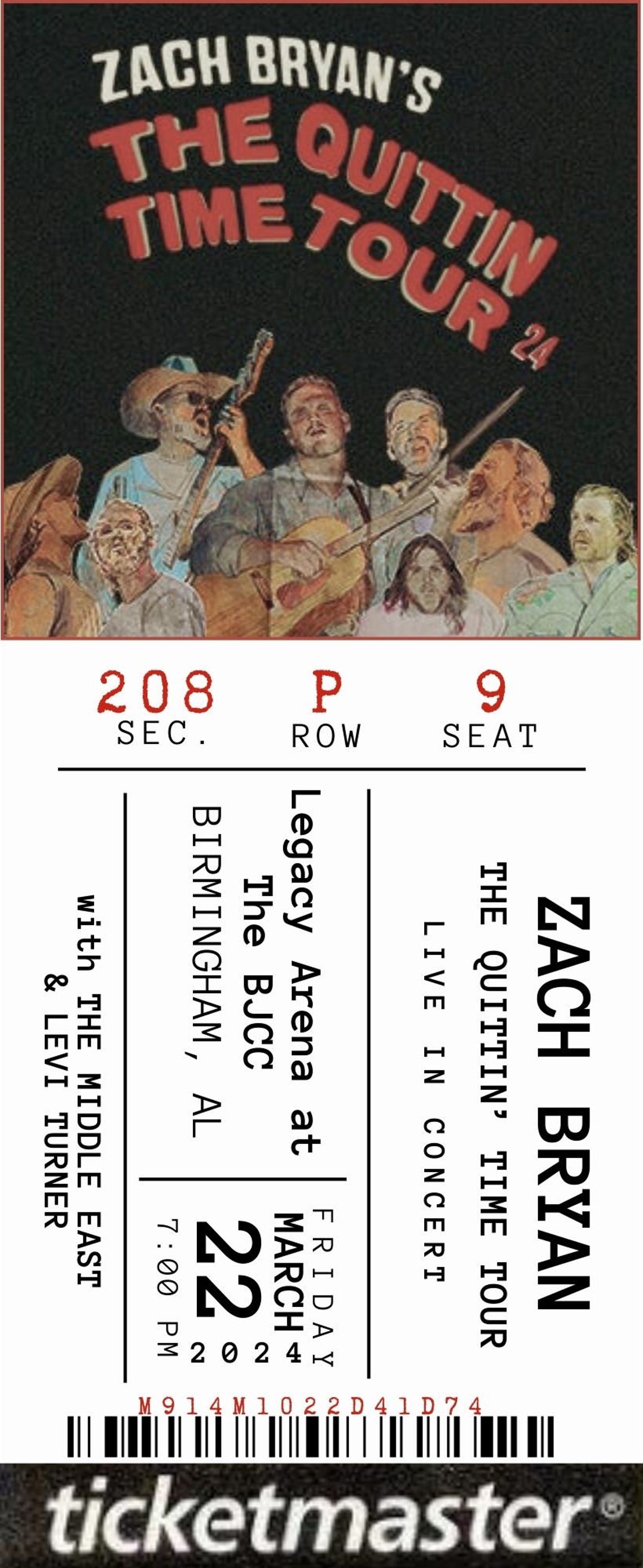 Zach Bryan the Quittin' Time Tour Ticket Stub Etsy