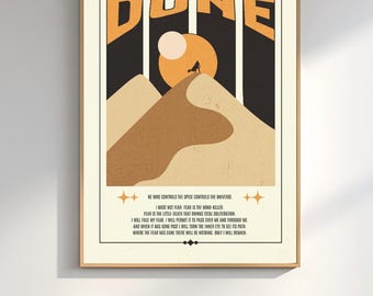Plakat filmowy inspirowany filmem „Diuna” – grafika ścienna do filmu science fiction – do pobrania w wersji cyfrowej