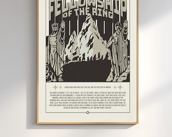 Plakat filmowy inspirowany Władcą Pierścieni – grafika ścienna z filmu science fiction – do pobrania w wersji cyfrowej