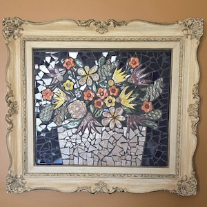 Mosaic Tile Vase of Flowers