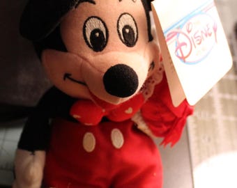 Disney Store Valentine Mickey Mouse 8" Bean Bag from 1990's With Tag