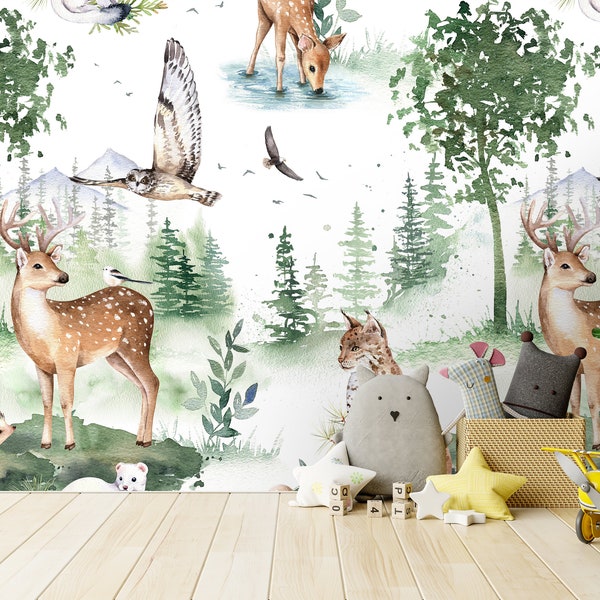 Woodland Wallpaper Peel and Stick - Etsy