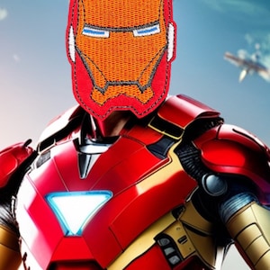 May include: A red and gold Iron Man costume with a red embroidered Iron Man mask.