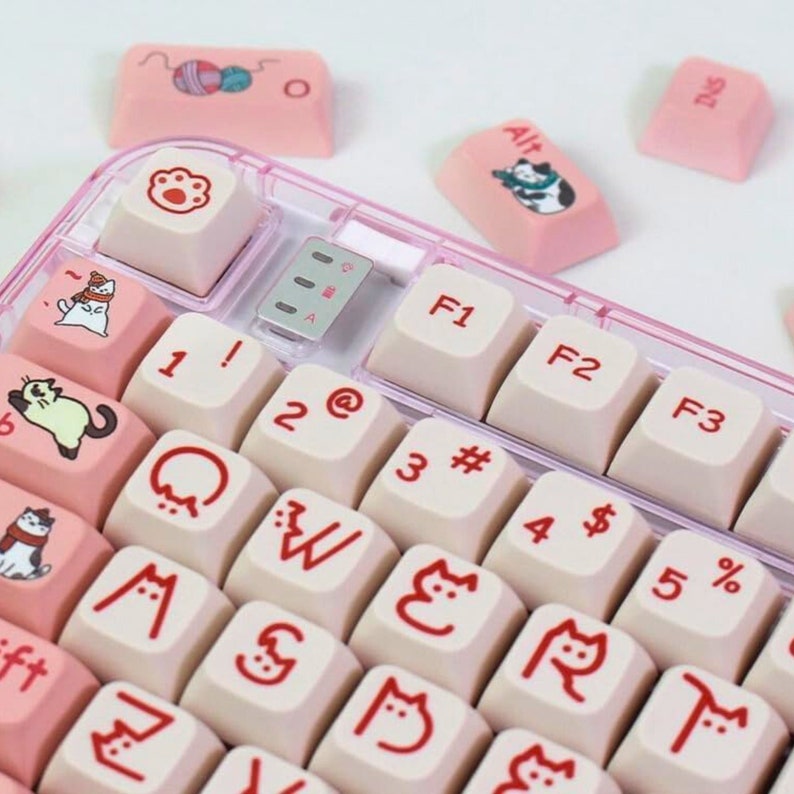 Unique Cattheme PBT Keycaps, Mechanical Keyboards, Happy