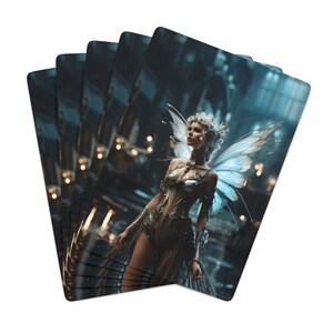 Android Fee Karten futuristisch Engel Geschenk für Poker Liebhaber Spiel blond sexy ai Kunst mystisch zauberhaft Frau Fay spielen Familie Freunde