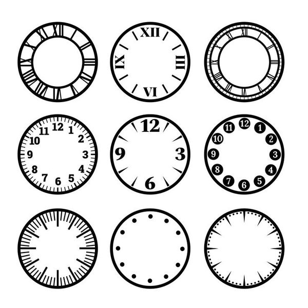 Clock Face SVG Bundle, Clock Svg, Clock face clipart Bundle cut files, Clock Numbers Svg, Clock face template, Clocks, Clock face clipart