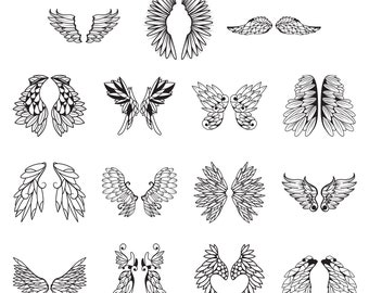 天使の羽 SVG、天使の SVG、翼の SVG、翼の形、天使の羽のクリップ