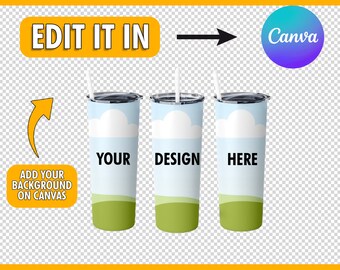 Canva Drag and Drop Tumbler Mockup, 20oz Tumbler Mockup, Customizable Tumbler Mockup, Canva Tumbler Mockup, Skinny Tumbler Mockup, Template