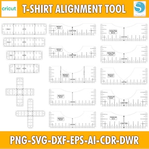 Outil d'alignement de t-shirt SVG, Svg de règle de t-shirt, guide de placement de t-shirt, guide d'alignement, adulte-jeune-enfant en bas âge-nourrisson, guide de placement de chemise