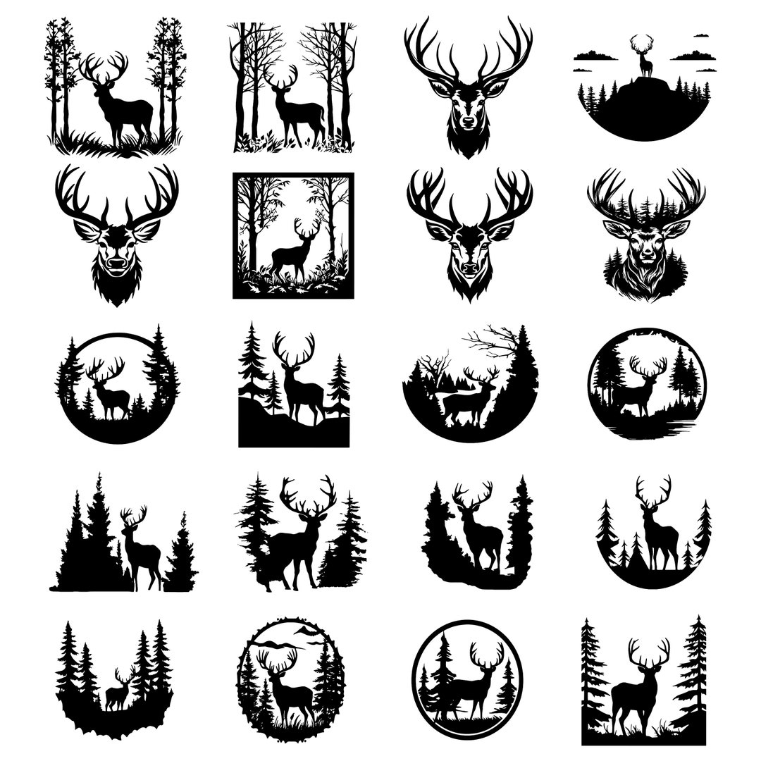 Deer in the Forest SVG, Deer Head Vector Svg Png, Deer in the Forest ...