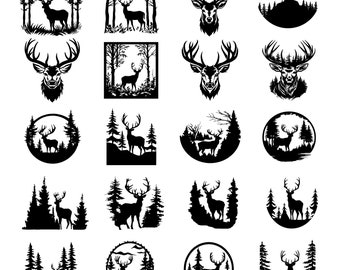 Deer in the Forest SVG, Forest Deer Svg, Deer Head Vector Svg Png File ...