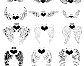 天使の羽 SVG、天使の SVG、翼の SVG、翼の形、天使の羽のクリップ