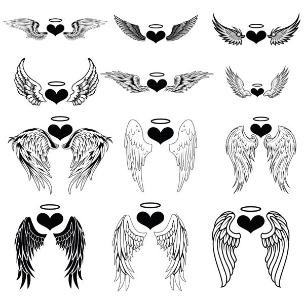 Angel Wings Svg, Angel Svg, Wings Svg, Wing shape,Angel Wings Clipart Angel Cricut Angel Silhouette, Angel Wings Cut File, Angel Wings png