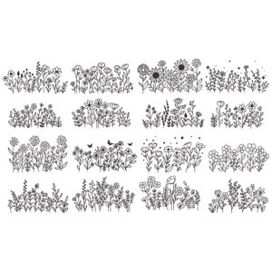 Wildflowers svg, floral svg, flower meadow svg, doodle flower svg, flower svg, Flower Svg Bundle, Bouquet SVG, floral frame svg, floral svg