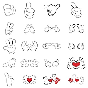 Muis handen SVG, muis handen clipart SVG, muis handschoenen SVG, muis handen silhouet SVG, muis hand hart SVG, Cricut bestand