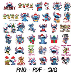 Christmas Stitch svg, desenho animado de Natal svg, Stitch Clipart, pacote de Natal svg, Lilo e Stitch svg, cricut svg, Merry Stitchmas Svg