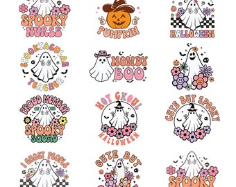 Retro Halloween Bundle PNG SVG, Halloween Vector, Ghost PNG svg, Pumpkin svg, Groovy Halloween, Halloween Designs Bundle