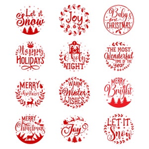 Navidad Svg 2023, Adornos navideños redondos SVG, Cita de Feliz Navidad 2023 SVG, Signo redondo de Navidad svg, Paquete de Svg de adornos navideños