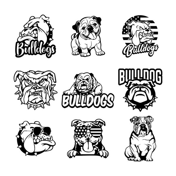 Bulldog Svg, Bulldog Mascot, French Bulldog Bundle svg, BULLDOG Clipart, Bulldog Silhouette Svg, French Bulldog SVG, Bulldog png