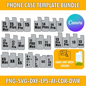 36 Telefonhüllen Vorlage Mega Bundle, iPhone Hülle Vorlage, iPhone Sublimationsvorlage, Smartphone Hülle Vorlage, Canva Bearbeitbare Vorlage